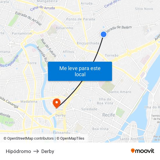 Hipódromo to Derby map