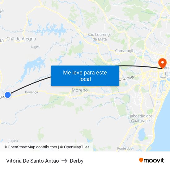 Vitória De Santo Antão to Derby map