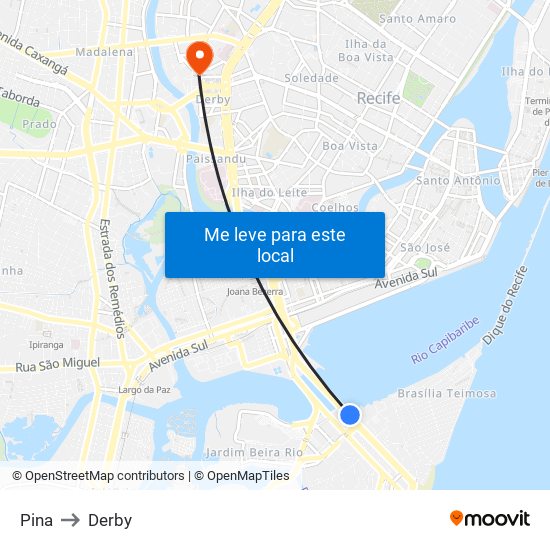 Pina to Derby map