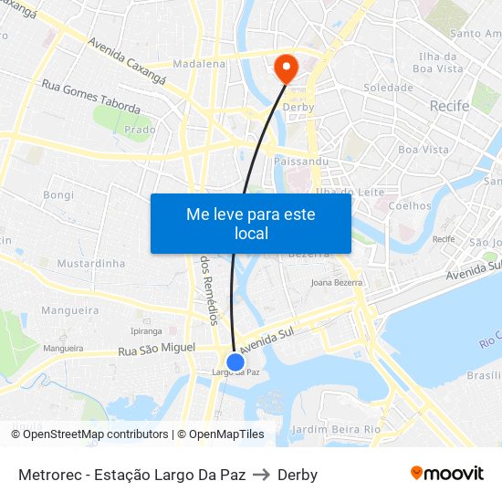 Metrorec - Estação Largo Da Paz to Derby map