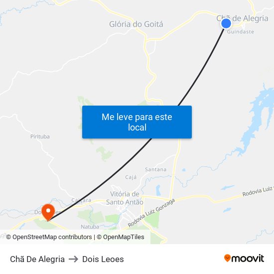 Chã De Alegria to Dois Leoes map