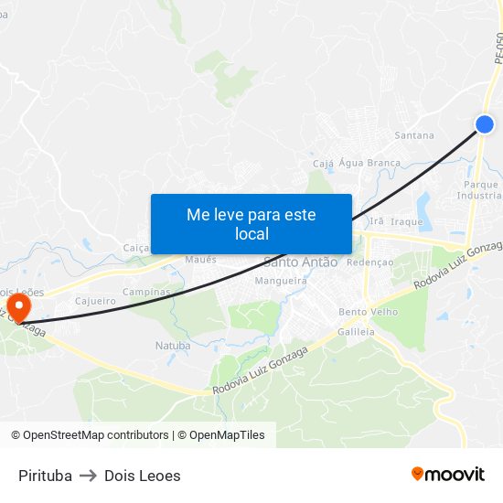 Pirituba to Dois Leoes map
