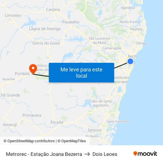 Metrorec - Estação Joana Bezerra to Dois Leoes map