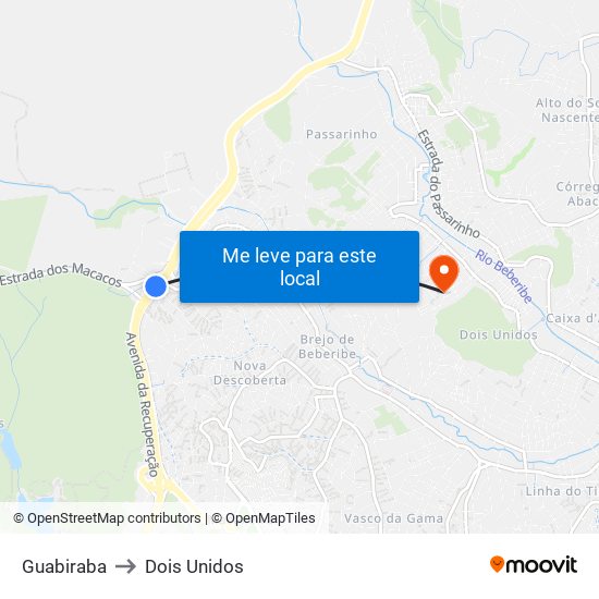 Guabiraba to Dois Unidos map