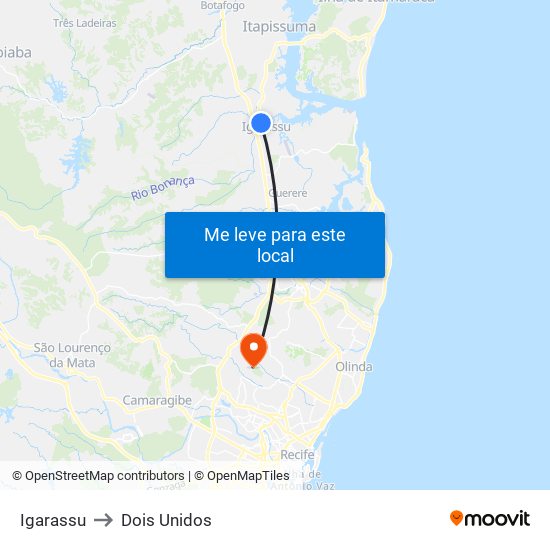 Igarassu to Dois Unidos map