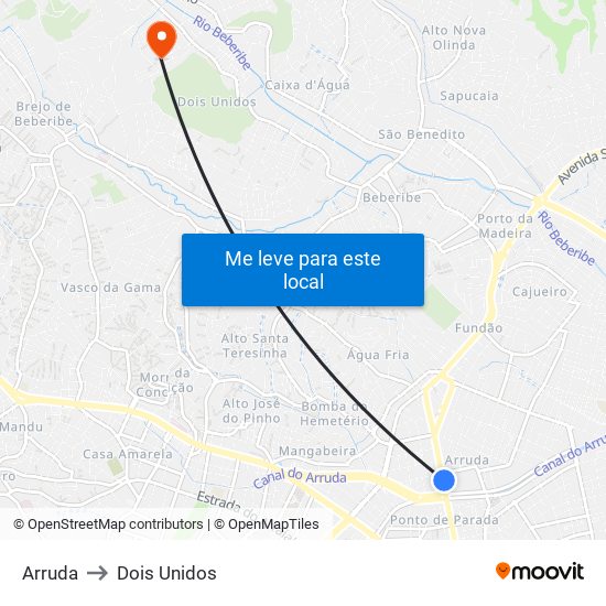 Arruda to Dois Unidos map