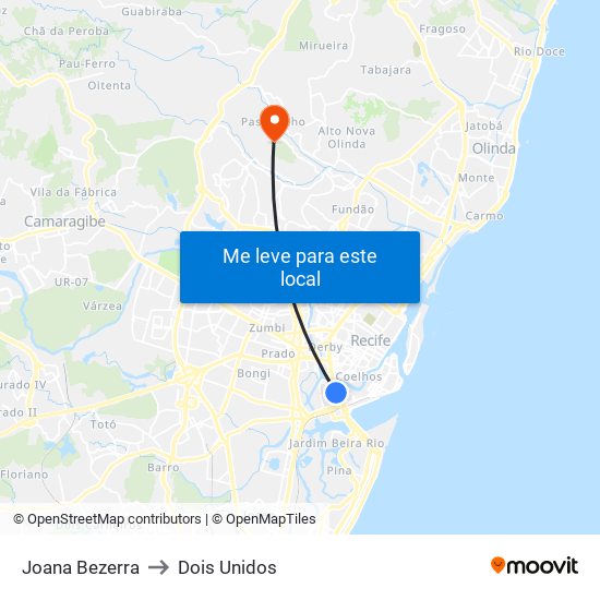 Joana Bezerra to Dois Unidos map