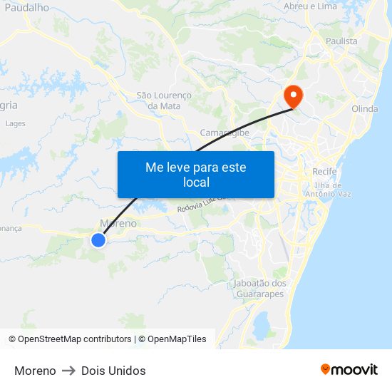 Moreno to Dois Unidos map