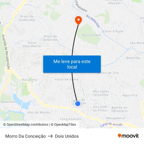 Morro Da Conceição to Dois Unidos map