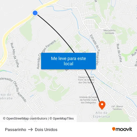 Passarinho to Dois Unidos map