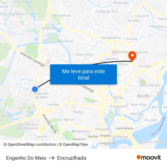 Engenho Do Meio to Encruzilhada map