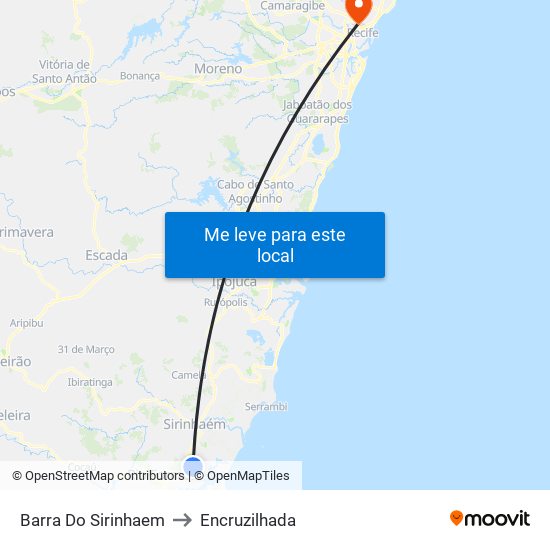 Barra Do Sirinhaem to Encruzilhada map