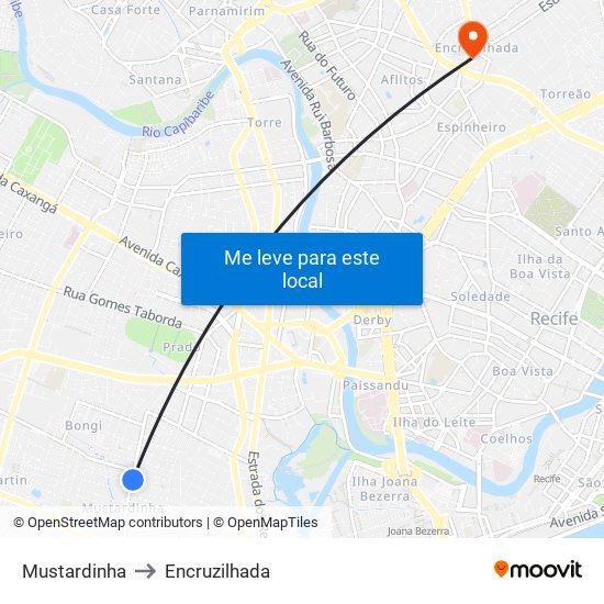 Mustardinha to Encruzilhada map