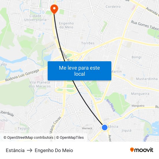 Estância to Engenho Do Meio map