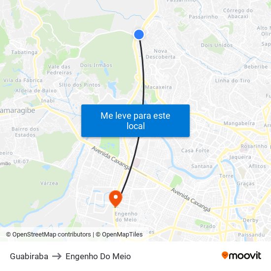 Guabiraba to Engenho Do Meio map