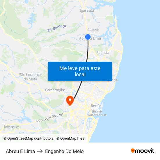 Abreu E Lima to Engenho Do Meio map