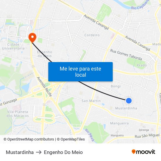 Mustardinha to Engenho Do Meio map