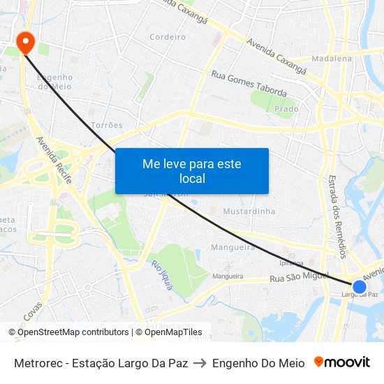 Metrorec - Estação Largo Da Paz to Engenho Do Meio map