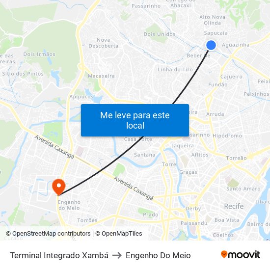 Terminal Integrado Xambá to Engenho Do Meio map