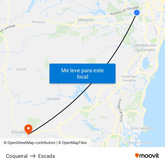 Coqueiral to Escada map