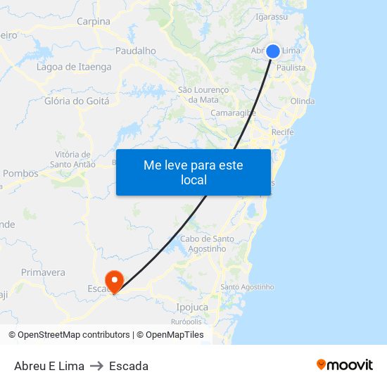 Abreu E Lima to Escada map
