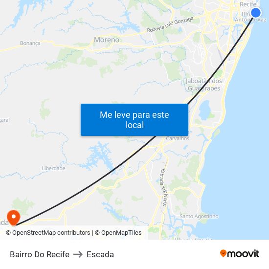 Bairro Do Recife to Escada map