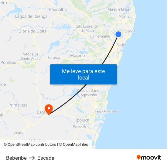 Beberibe to Escada map