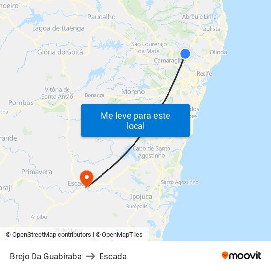 Brejo Da Guabiraba to Escada map