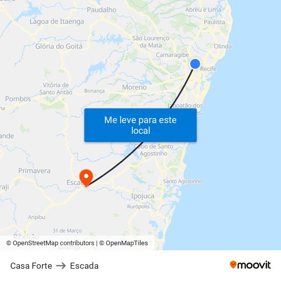 Casa Forte to Escada map