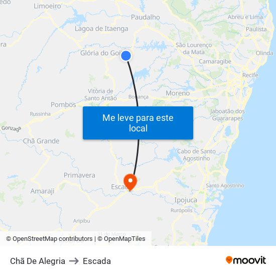 Chã De Alegria to Escada map