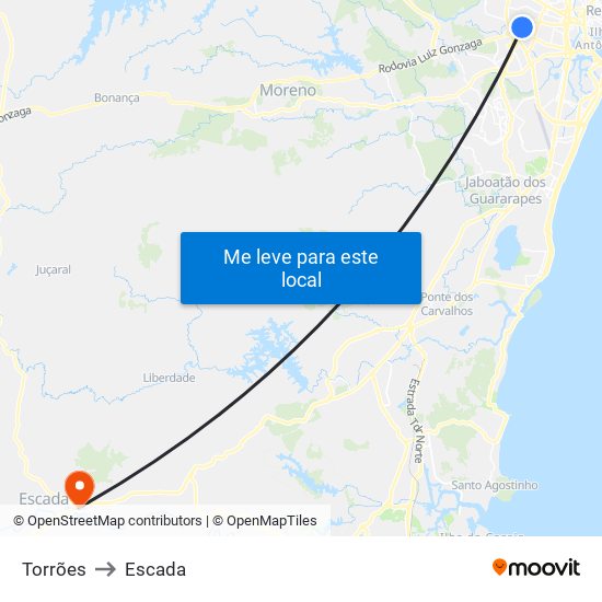 Torrões to Escada map