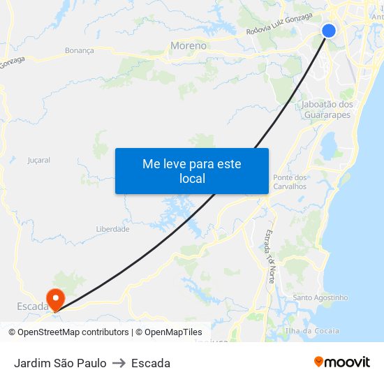 Jardim São Paulo to Escada map