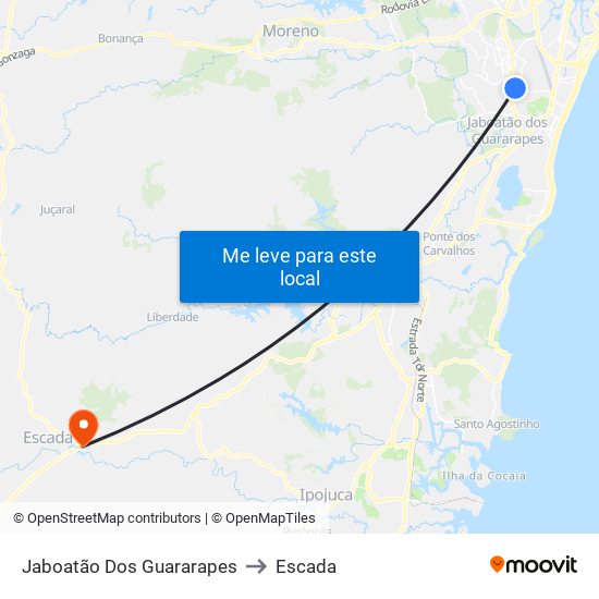 Jaboatão Dos Guararapes to Escada map