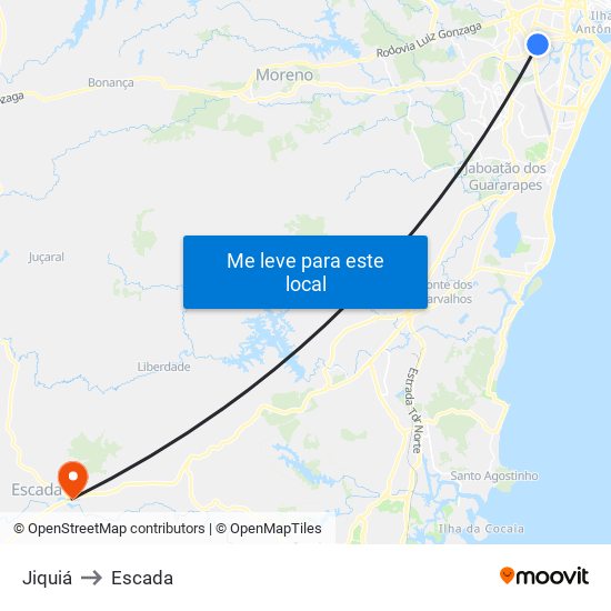 Jiquiá to Escada map