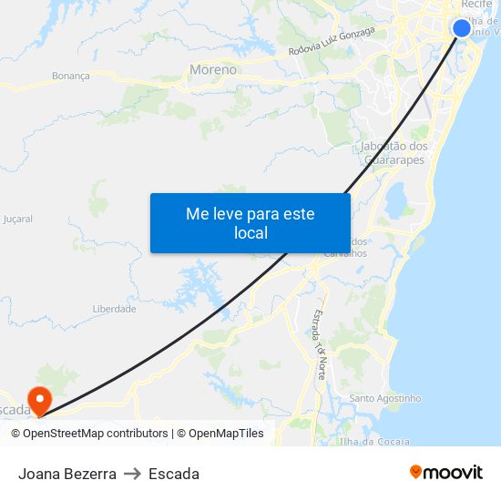 Joana Bezerra to Escada map