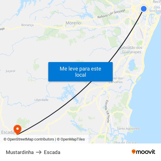 Mustardinha to Escada map