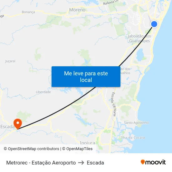 Metrorec - Estação Aeroporto to Escada map
