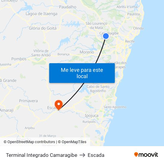 Terminal Integrado Camaragibe to Escada map