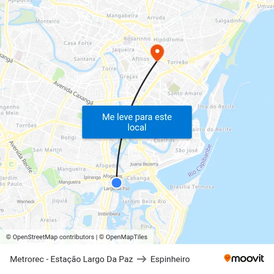 Estação Largo Da Paz - Metrorec to Espinheiro map