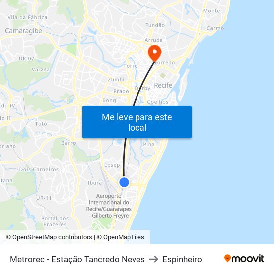 Metrorec - Estação Tancredo Neves to Espinheiro map