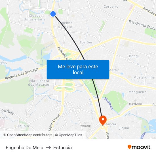 Engenho Do Meio to Estância map