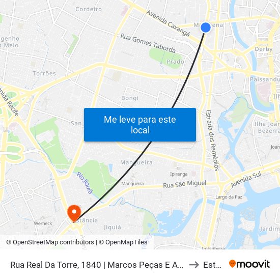 Rua Real Da Torre, 1840 | Marcos Peças E Acessórios (Pista Central) to Estância map