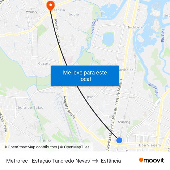 Metrorec - Estação Tancredo Neves to Estância map