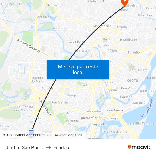 Jardim São Paulo to Fundão map
