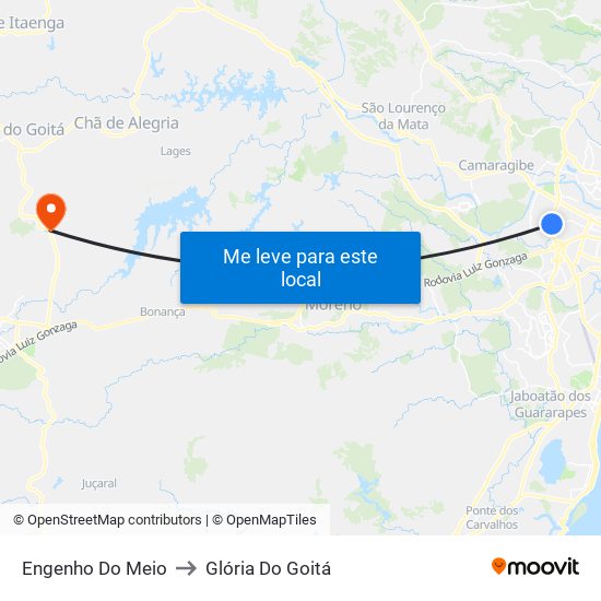 Engenho Do Meio to Glória Do Goitá map