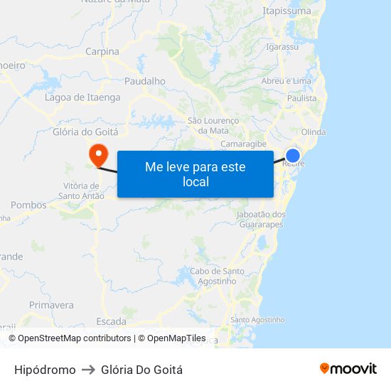Hipódromo to Glória Do Goitá map