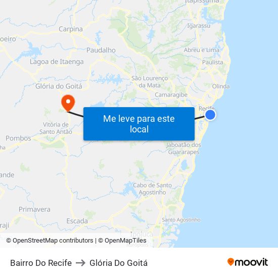 Bairro Do Recife to Glória Do Goitá map