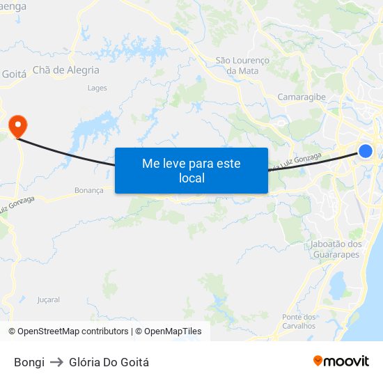 Bongi to Glória Do Goitá map