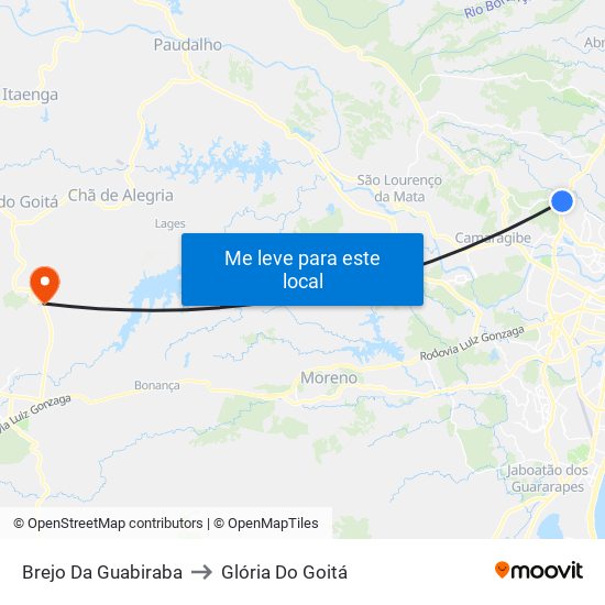 Brejo Da Guabiraba to Glória Do Goitá map