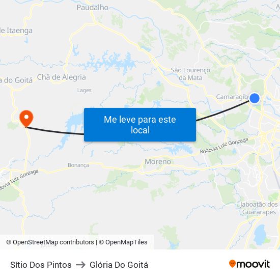 Sítio Dos Pintos to Glória Do Goitá map